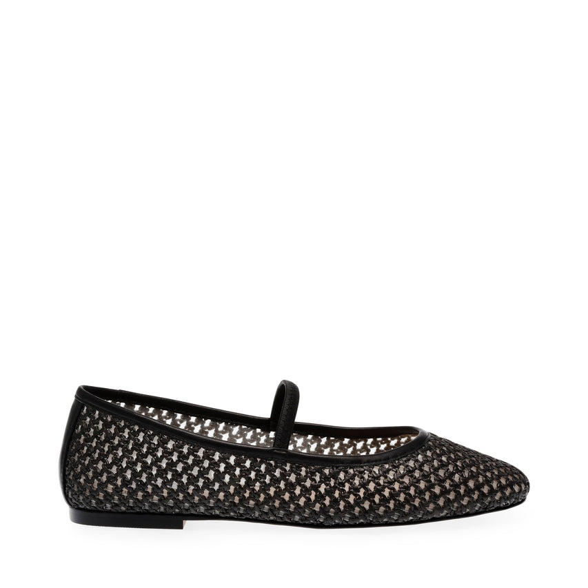 Majorca Flat Shoe BLK RAFFIA