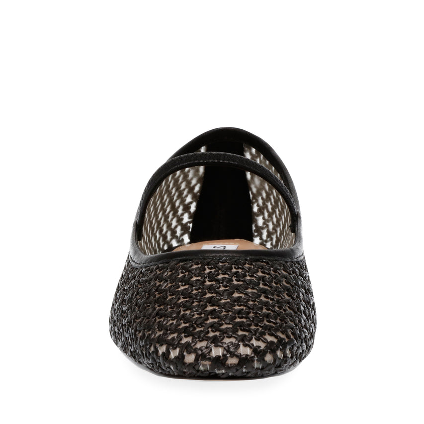 Majorca Flat Shoe BLK RAFFIA