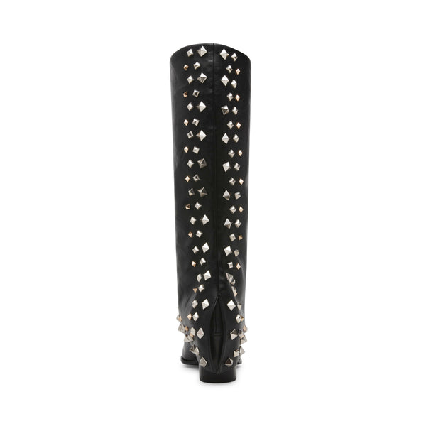 Black studded knee high boots online